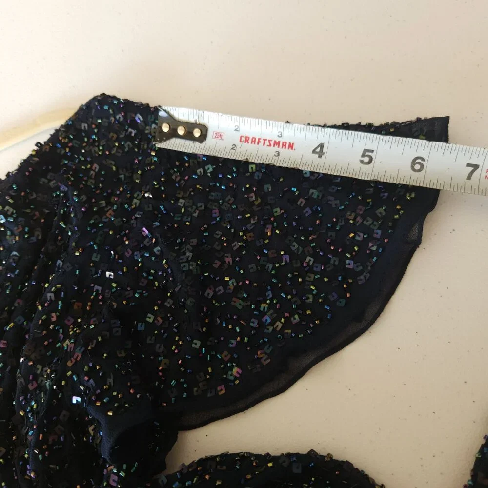 JKARA Chiffon Evening Dress Plus Size 18W Navy Blue, Sequin Bodice - Picture 12 of 12